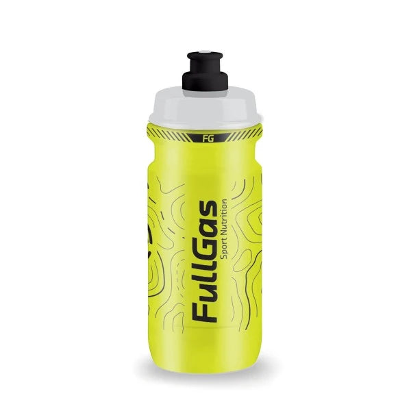 Bidón de ciclismo Fullgas x Hermida de 600 ml, con boquilla de seguridad, libre de BPA y diseñado para rutas largas en bicicleta. Ideal para deportistas exigentes.

